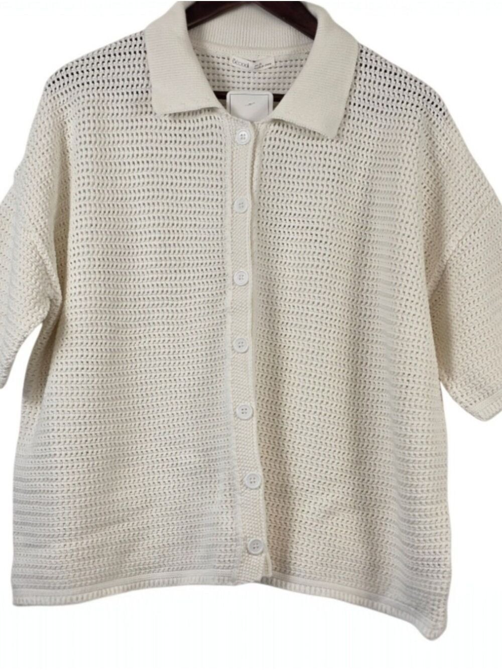 Be Cool 2X Cream Crochet Cotton Cardigan Top NWT Coastal Resort Chic
